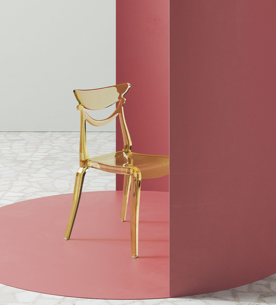 Marlene - Sedia di Design in policarbonato brillante e nylon lucido