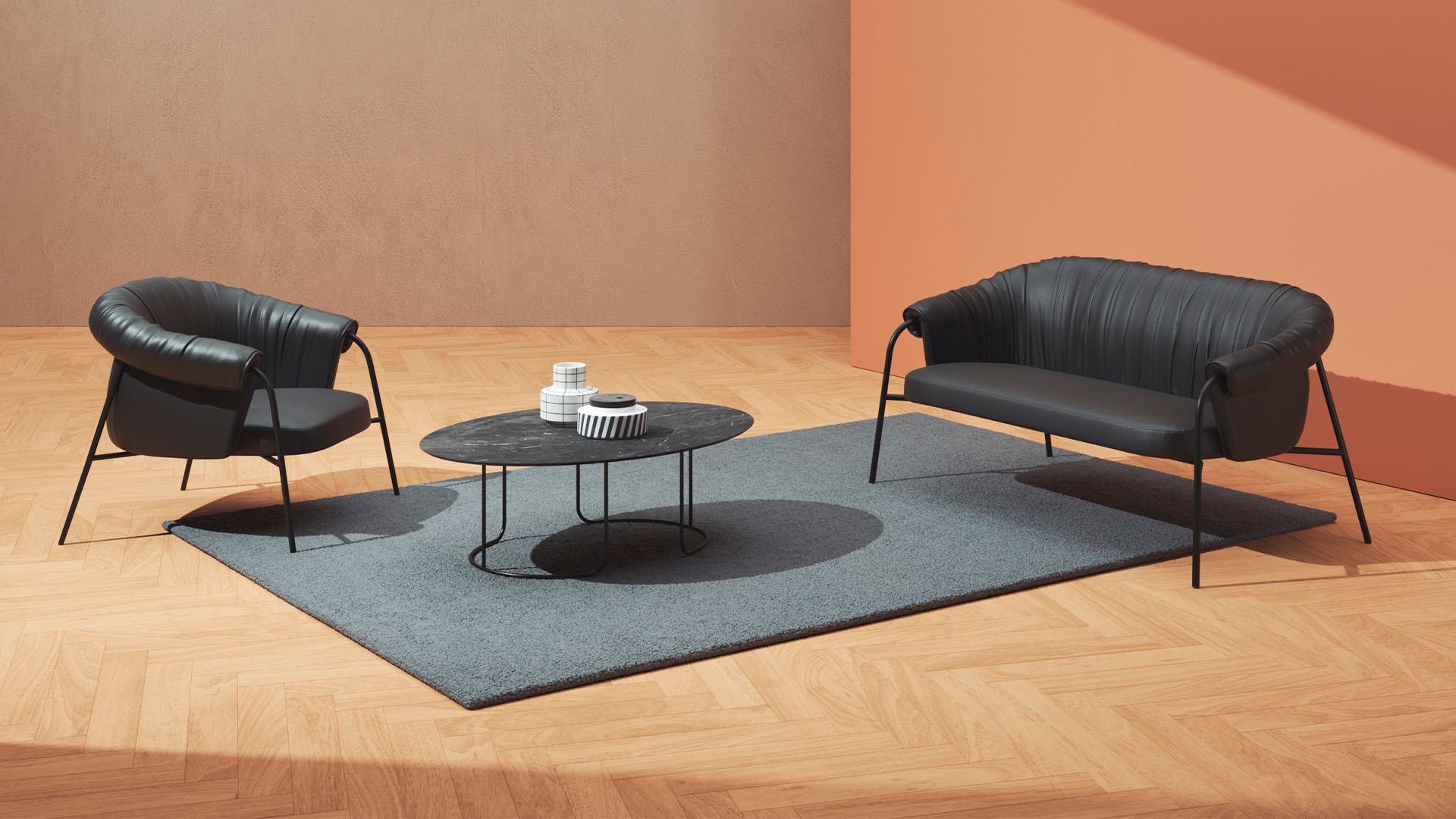 Divano Moderno con Struttura in Acciaio Verniciato - Collezione Scala