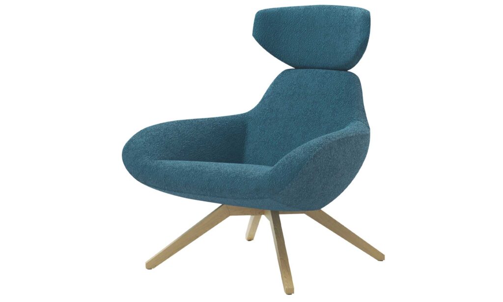 2054 - Poltrona con poggiatesta e base in frassino