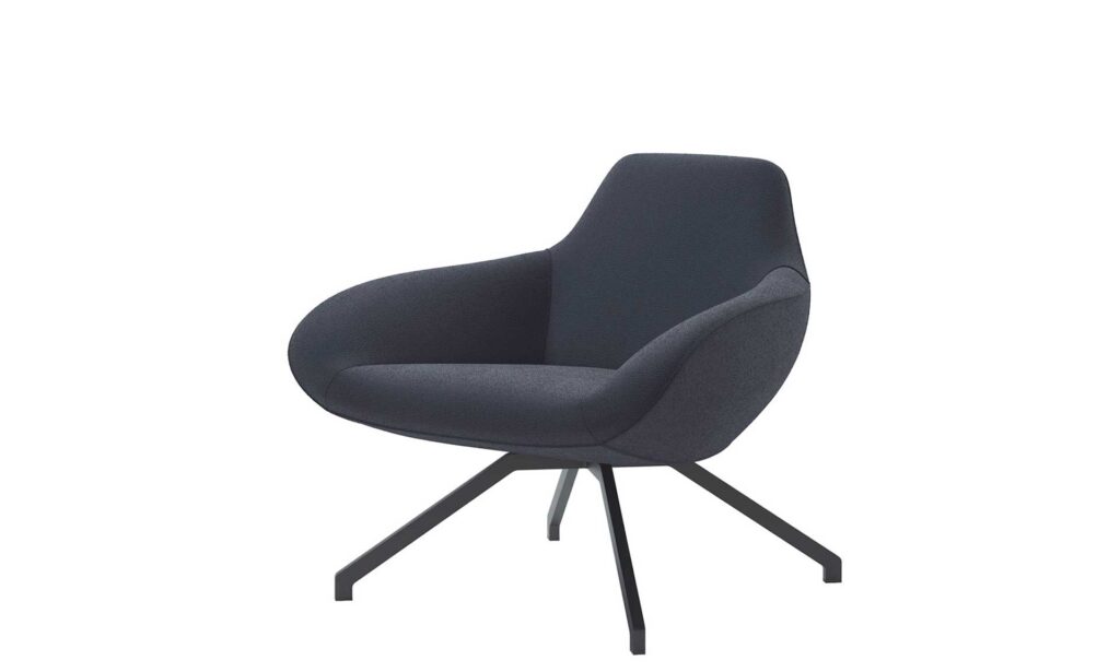 2051 - Poltrona con base in acciaio verniciato a sezione rettangolare