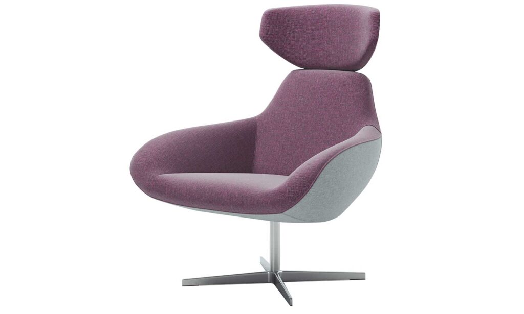 2057 - Poltrona con poggiatesta e base girevole 4 razze in alluminio