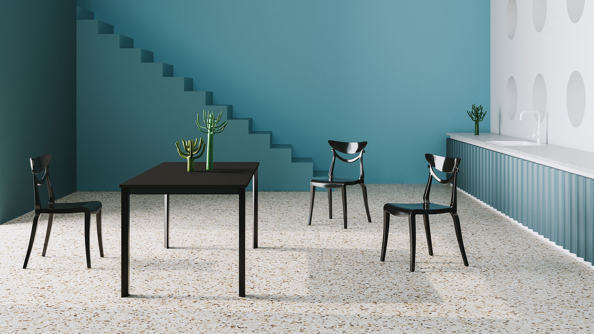 Grandangolo, tavolo allungabile in alluminio