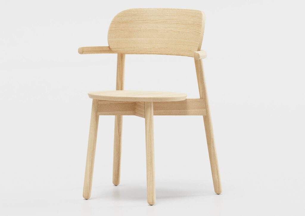 1141 - Sedia con braccioli impilabile in frassino